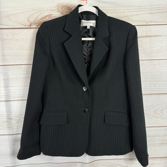 Jones New York Suit Black Striped Two-Button Blazer Size 8 - Picture 1 of 6